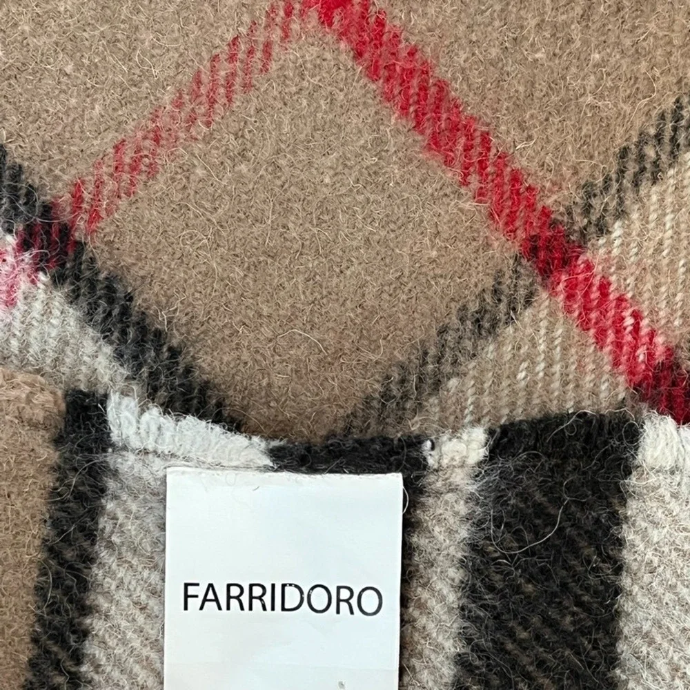 Farridoro Wool Blend Plaid Fringe Throw Blanket 48 x 65